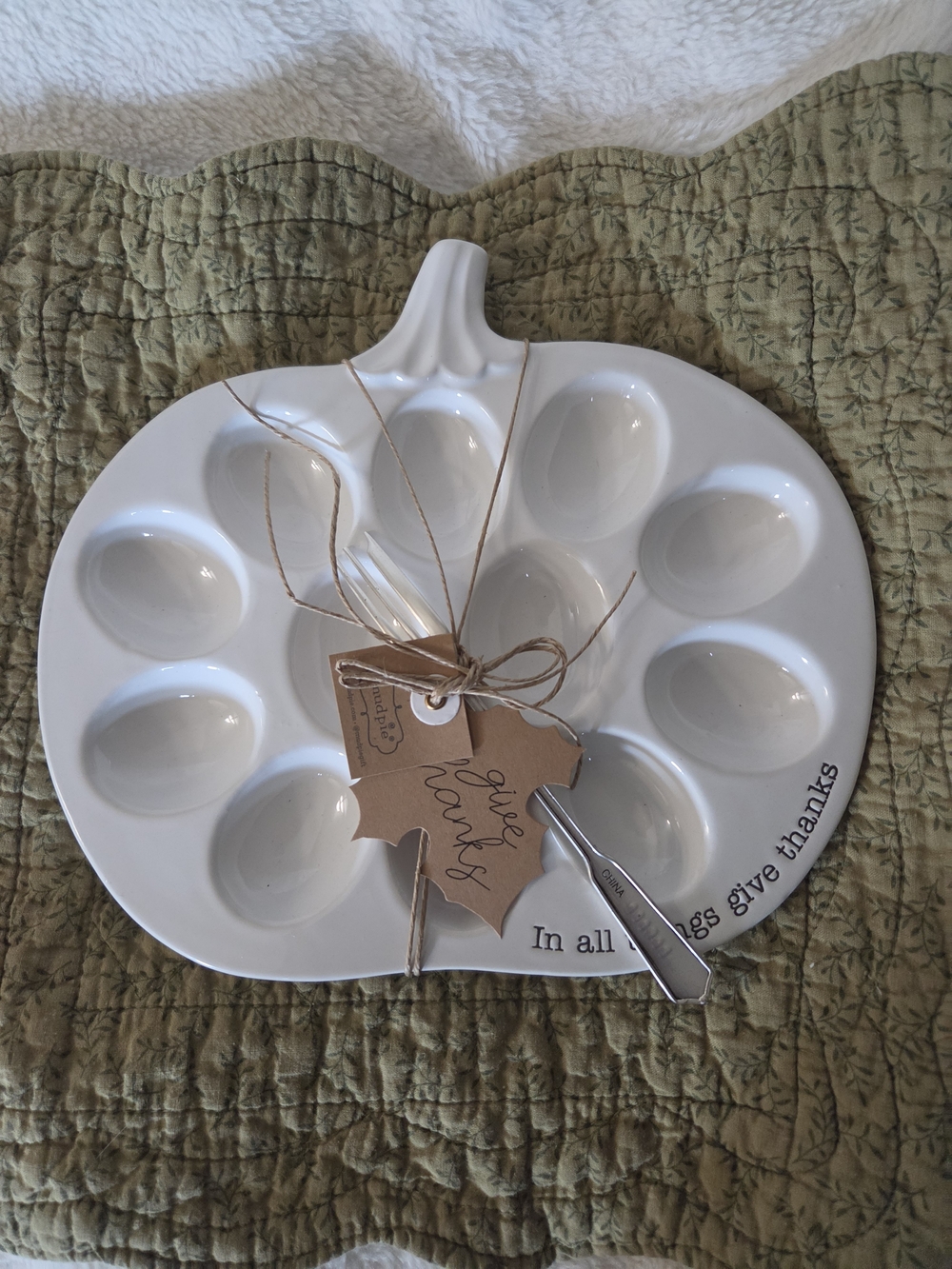 Mud Pie- Fall egg holder with appetiz er fork.